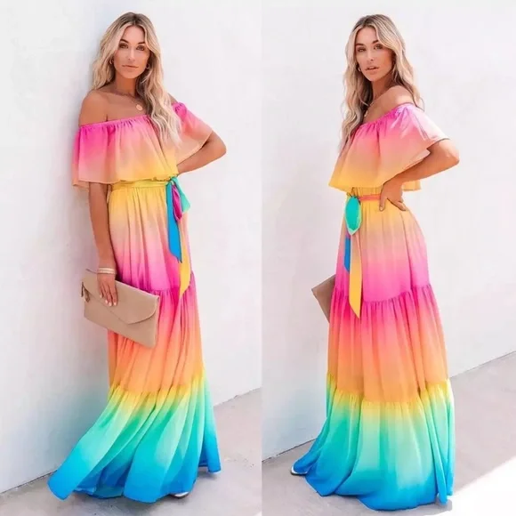 Rainbow Maxi Dress - Picture 2 of 9